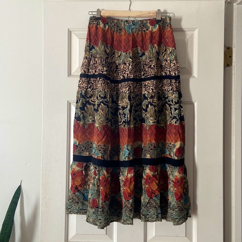 Vintage rayon patterned skirt